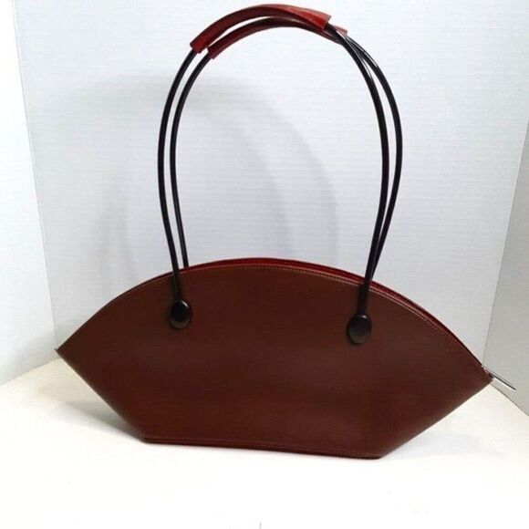 Vintage Women's Brown Faux Leather Atomic Shoulder Handbag - Picture 1 of 12